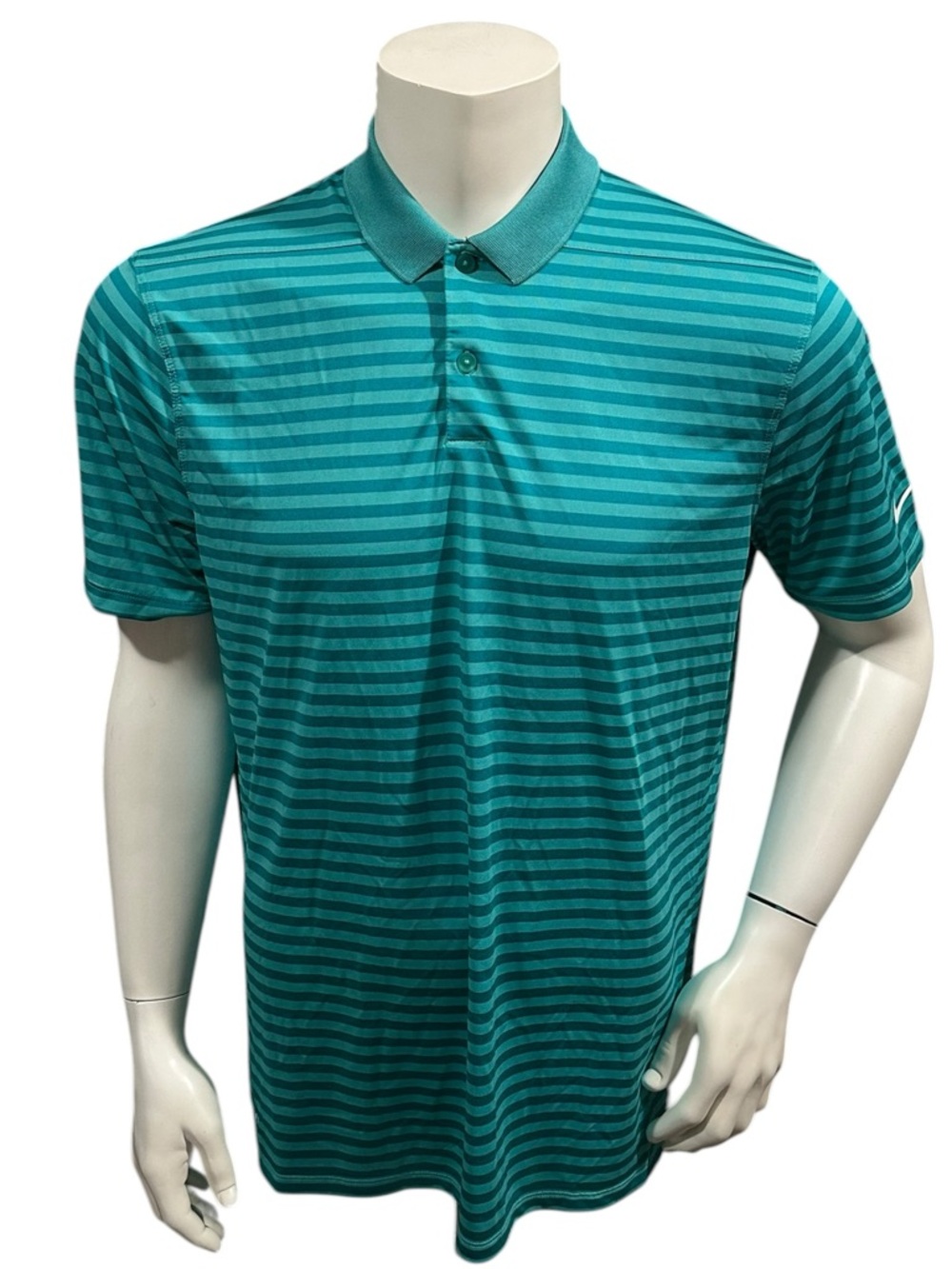 Nike Golf Men’s Polo Shirt Striped Green Short Sleeve Dri-Fit L